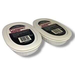 CorningWare French White 15oz Oval Casserole Dish w Lids Set of 2 NEW 6018399